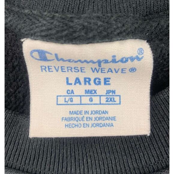 Champion Sweatshirt Men Large Reverse Weave Crewneck Logo Embroidery Black - Picture 4 of 9